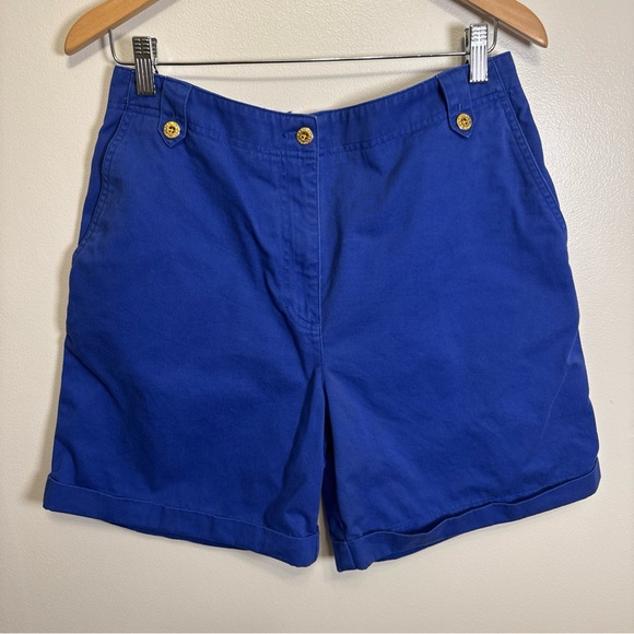 Ralph Lauren Pants - Vintage Ralph Lauren MOM HighRise Blue Shorts Gold Button Accents Sz 10 Cotton